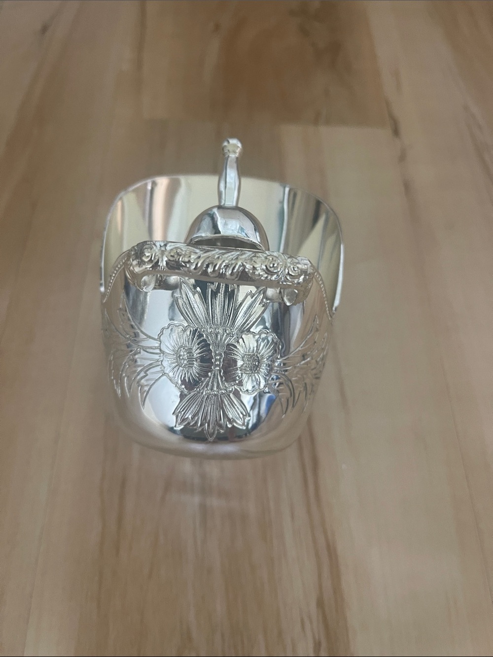 Silver Decorative Scoop with Floral Engraving